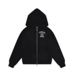 Black Carsicko EST Zip-up Hoodie with EST logo, full zip closure, and premium black streetwear design