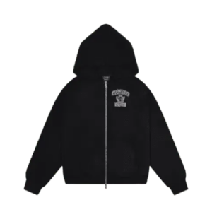 Black Carsicko EST Zip-up Hoodie with EST logo, full zip closure, and premium black streetwear design
