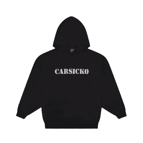 Black Carsicko Rock Wash Hoodie streetwear zip hoodie with washed finish