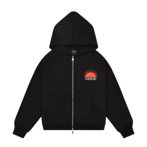 Black Carsicko Sundown Zip-Up Hoodie streetwear full zip hoodie black